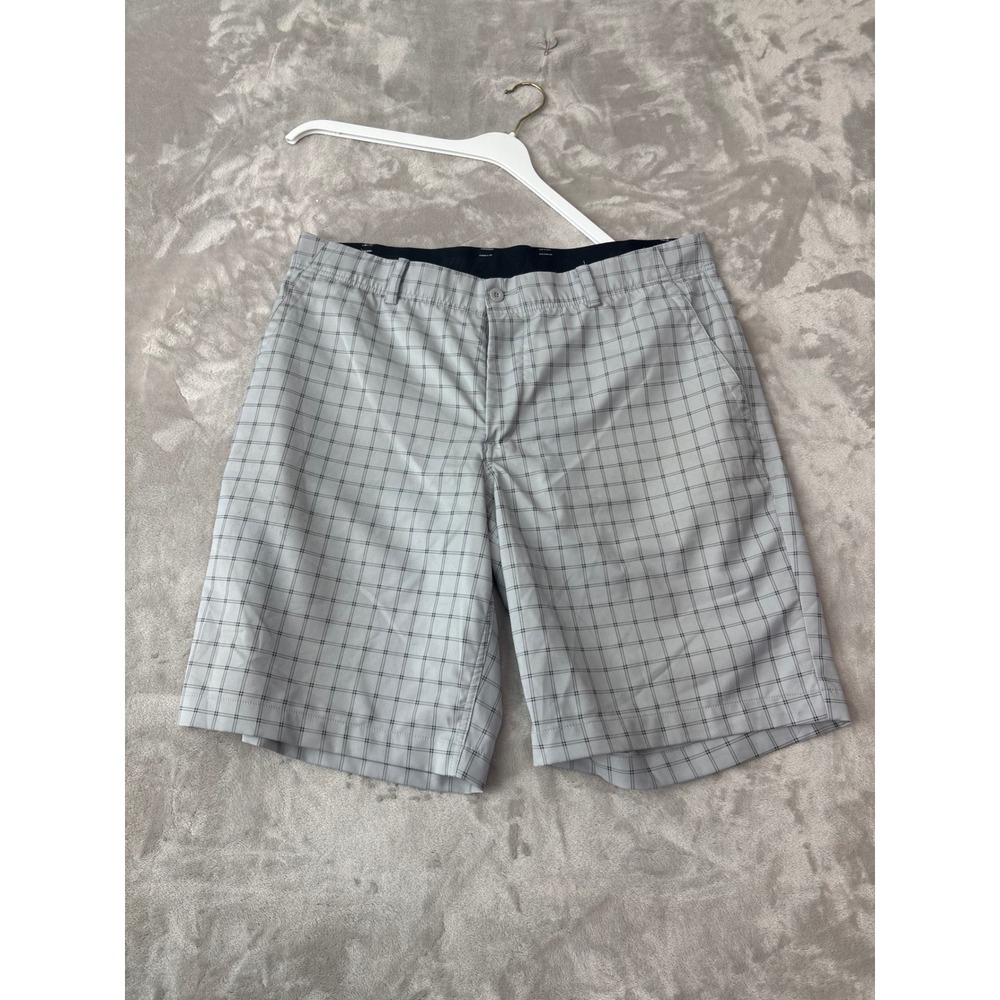 Nike Golf Dri-FIT Grey Plaid Performance Shorts Mens 36‎ Grey Check 583223-043